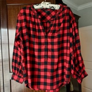J. Crew Buffalo Plaid Popover Blouse